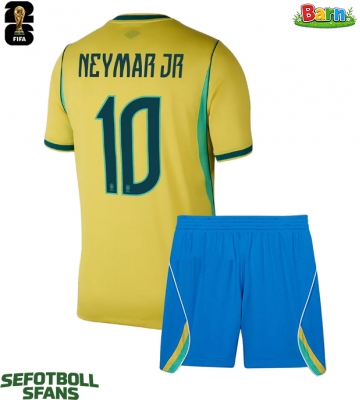 Brasilien Neymar Jr #10 Hemmaställ Barn VM 2026 Kortärmad (+ Korta byxor)